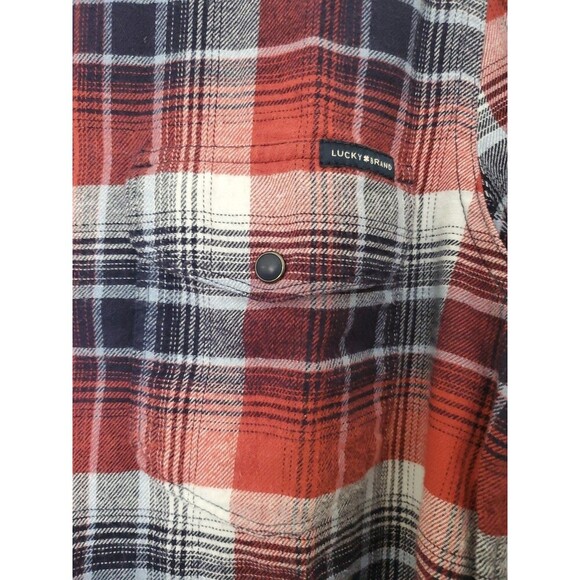 Lucky Brand Shirt Mens M Pearl Snap Saturday Stretch Flannel Western Plaid Bloke - Picture 2 of 16